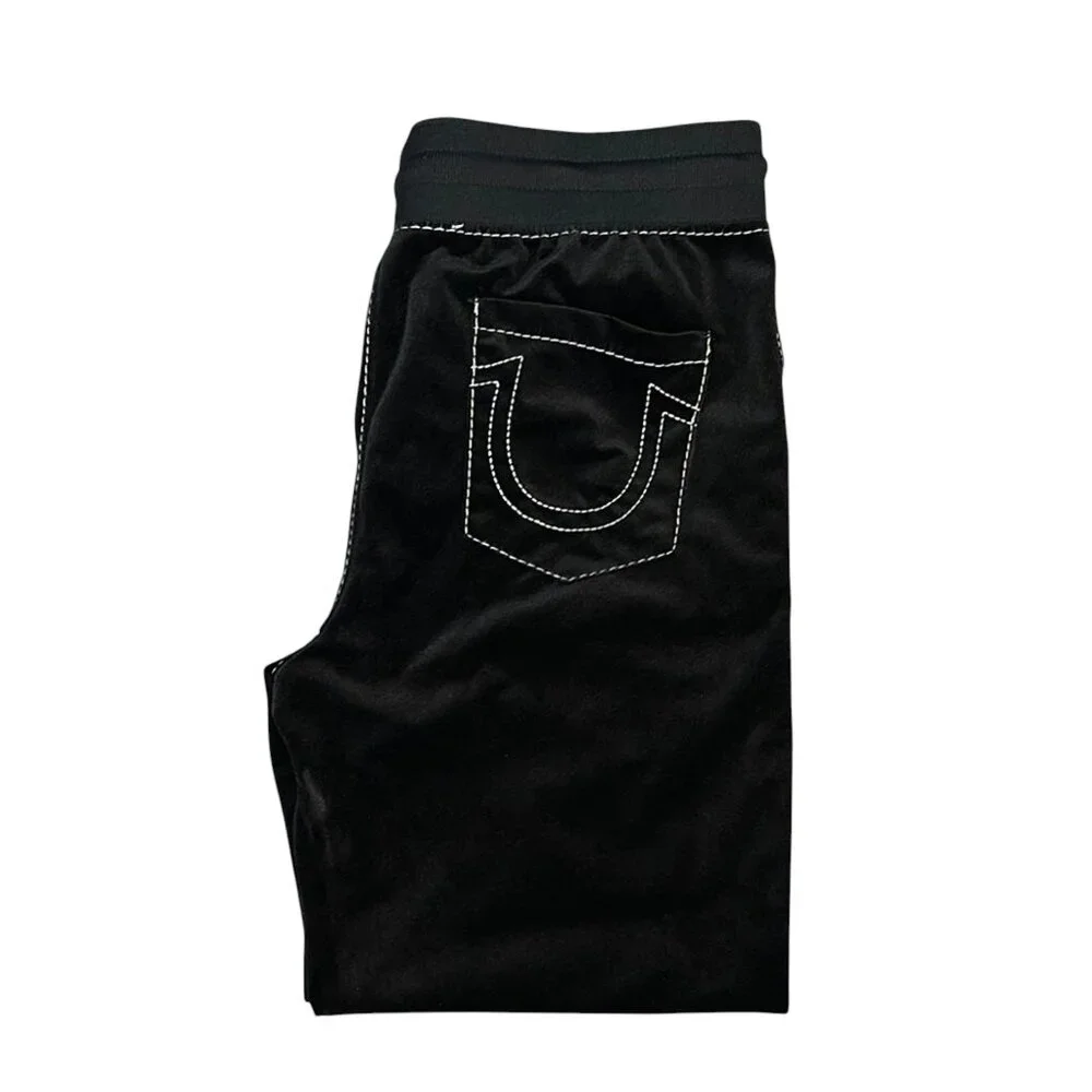 True Religion Big T Baggy Black Velvet Pants Men's Size S M XL NWT